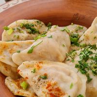 Vegan Varenyky stuffed with cabbage at Ukraininisches Cafe-Restaurant Natalka in Wismar