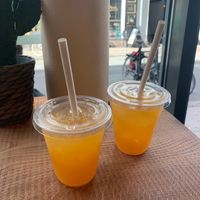 Mango carrot miso lemonade  at Vital Foods in Copenhagen
