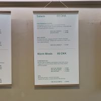 The menu  at Vital Foods in Copenhagen