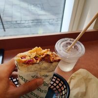 Jackfruit chipotle burrito, try it with the chili crunch! at Vital Foods in Copenhagen