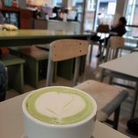Matcha latte at Vital Foods in Copenhagen