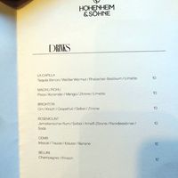 Cocktails menu changing often as well at Hohenheim & Söhne in Frankfurt