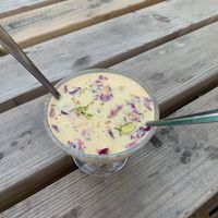 Vegan rose rice pudding at Namaste India in Norwich