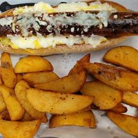 Vegan hot dog at Teuchters Landing in Edinburgh