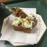 Carrot cake with pistachio frosting  at Hidden Gem Cafe in Inverness