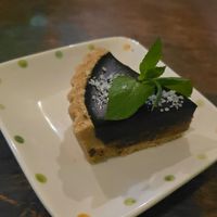 Chocolate salted caramel tart (not vegan) at Akar Cafe in Lovina