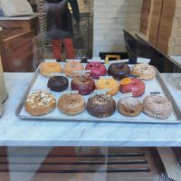 All doughnuts available (only three of these are vegan) at Dough Doughnuts - Rockefeller in New York City