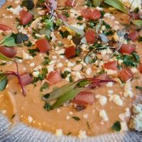 Vegan salmorejo at Castillo De Monda in Monda