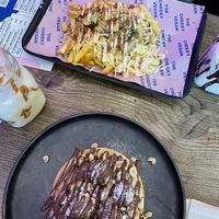 Limited edition Ferrero rocher pancake stack and loaded fries   at The Cheeky Vegan in Exeter