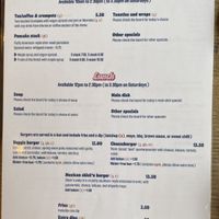 Food menu (Feb 2025)  at The Cheeky Vegan in Exeter