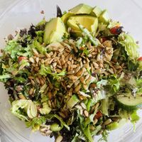 Vegan salad with avocado and artichokes added  at Vinaigrette Salad Kitchen  in Louisville