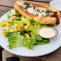 Vegan meatball sub + vegan Caesar salad at Johnny Rads in Baltimore