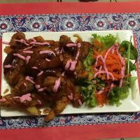 Their version of chicken* and chips  at TerraZen Centre in Amsterdam