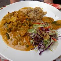 Jamaican plate. Excellent curry. at TerraZen Centre in Amsterdam