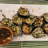 Vegan sushi with fried tempeh and avocado 🥑 at TerraZen Centre in Amsterdam