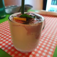 Coconut milkshake - yum! at TerraZen Centre in Amsterdam