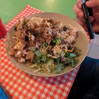 Karaage domburi with jackfruit at TerraZen Centre in Amsterdam