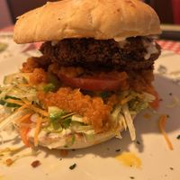 Black bean burgerrs  at TerraZen Centre in Amsterdam