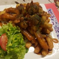 Chicken and chips topped with home made ketchup at TerraZen Centre in Amsterdam