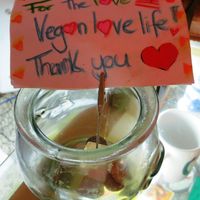 Vegan helping with coins... at TerraZen Centre in Amsterdam