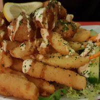 Vegan "Chicken"&fries at TerraZen Centre in Amsterdam
