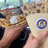 A savory crepe and a sweet one with vegan coco-whip at Cup & Crêpe in Everett