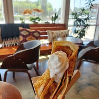 Oma's Bavarian apple crumble with coconut whip at Cup & Crêpe in Everett