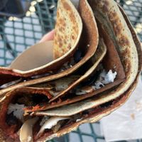 Red slice with buckwheat and vegan sausage   at Cup & Crêpe in Everett