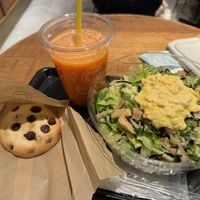 Cookie, orange and carrot juice, tofu salad   at Chopped Salad Day Nagoya in Nagoya