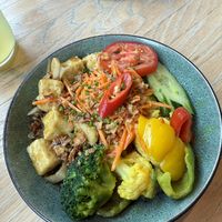 Tofu bowl with glass noodles + extra coconut veggies  at Papa Oro's in Brugg