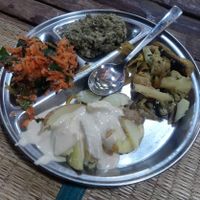 A sample of the delicious meals here - nutritionally rich and balanced, and delightfully delectable. at Sadhana Forest Seva Kitchen in Auroville