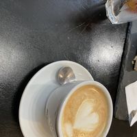 cappuccino with soy milk  at Robert Capa Café in Budapest