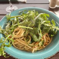 Pasta with chanterelle and arugula.. very oily!   at Filos in Cologne