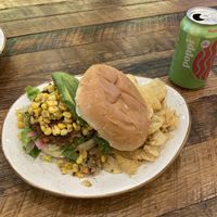 the vegan big green earth burger 🍔   at NU Kitchen in Newburyport