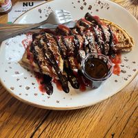 Strawberry waffles  at NU Kitchen in Newburyport