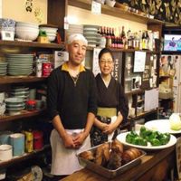 Hiroshi & Naoko Furuta behind the counter of Heianraku at Heianraku (Reservation only) in Takayama