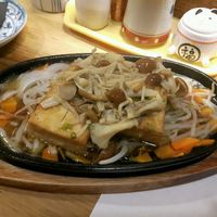 rice, fried tofu and mushroom sauce, local dish at Heianraku (Reservation only) in Takayama