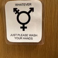 Cute bathroom sign   at Valkyrjan Bistro & Bar in Reykjavik