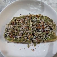 Avocado toast. Not that good tbh at Pink Carrot in Boston