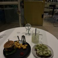 Cucumber sandwich, Burger and lemon ade  at Cosmos Grocery Cafe in Seoul