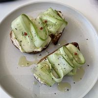 Cucumber and tofu sandwich  at Cosmos Grocery Cafe in Seoul