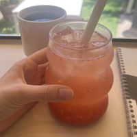 strawberry ade and coffee  at Cosmos Grocery Cafe in Seoul