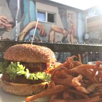 burger and street art!  at EmmaPea Vegan Food and Bar in Berlin