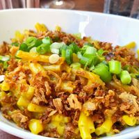 Mac and cheese with Brussel's sprouts at EmmaPea Vegan Food and Bar in Berlin