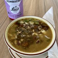 G-Bom soup without cilantro, and their special low-sugar booch  at Himalaya Vegan in Sacramento