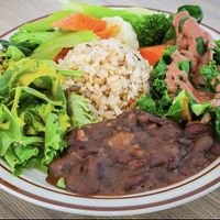 Delicious greens, rice and veggies   at Himalaya Vegan in Sacramento