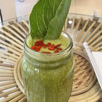 Greenie smoothie made with apple juice, 180 baht  at Bartels in Bangkok