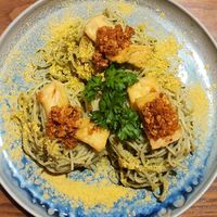 75k and delicious! Spaghetti pesto (with tofu instead of mushrooms) at CHAYFOOD in Hanoi