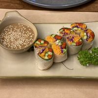 Fresh spring rolls w peanut sauce. Soo Tasty!   at CHAYFOOD in Hanoi