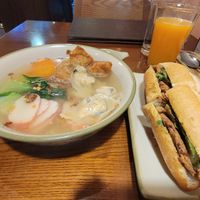 Won ton noodle soup. Tofu and sausage bread at CHAYFOOD in Hanoi